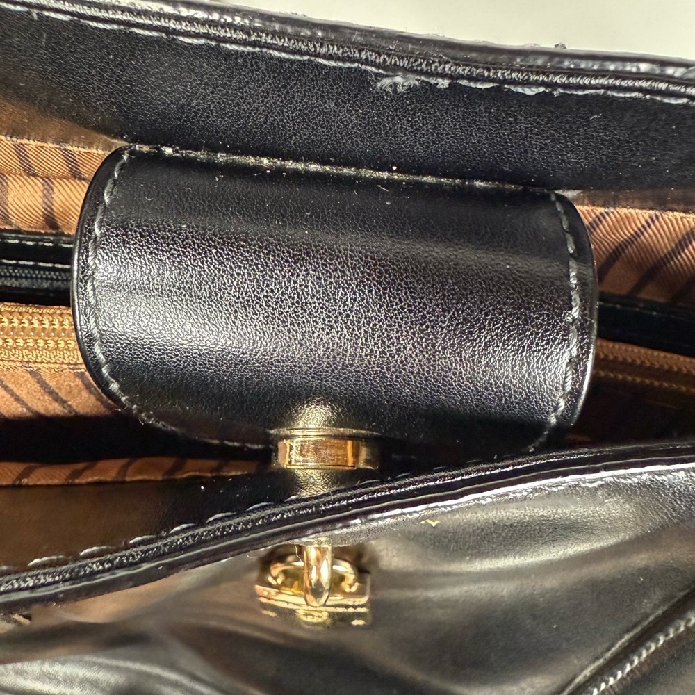 Dana Buchman black genuine leather Paramount Tote shoulder Bag oversized purse. - Picture 4 of 9
